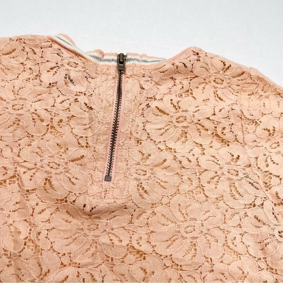 Harper Canyon Blush Pink and Silver Lace Short Sleeve Blouse - Picture 6 of 8